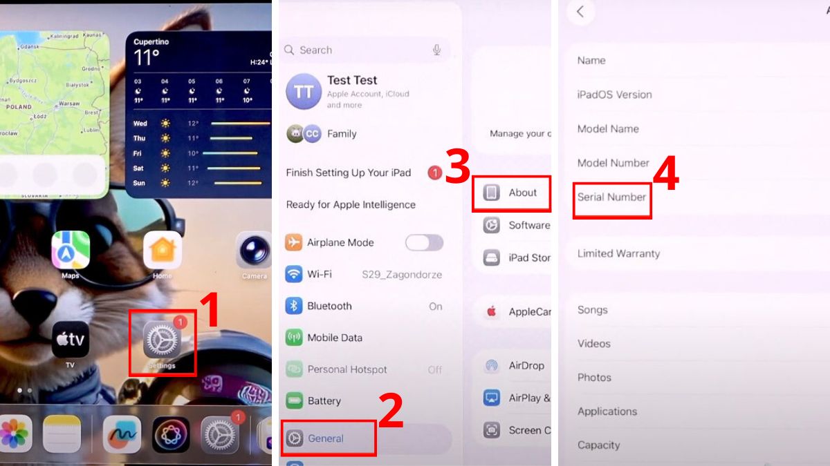 Cách lấy số Seri để kiểm tra iPad cũ bước 1