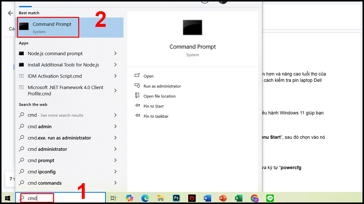 Cách kiểm tra pin laptop Dell Win 8 và 10 bước 1