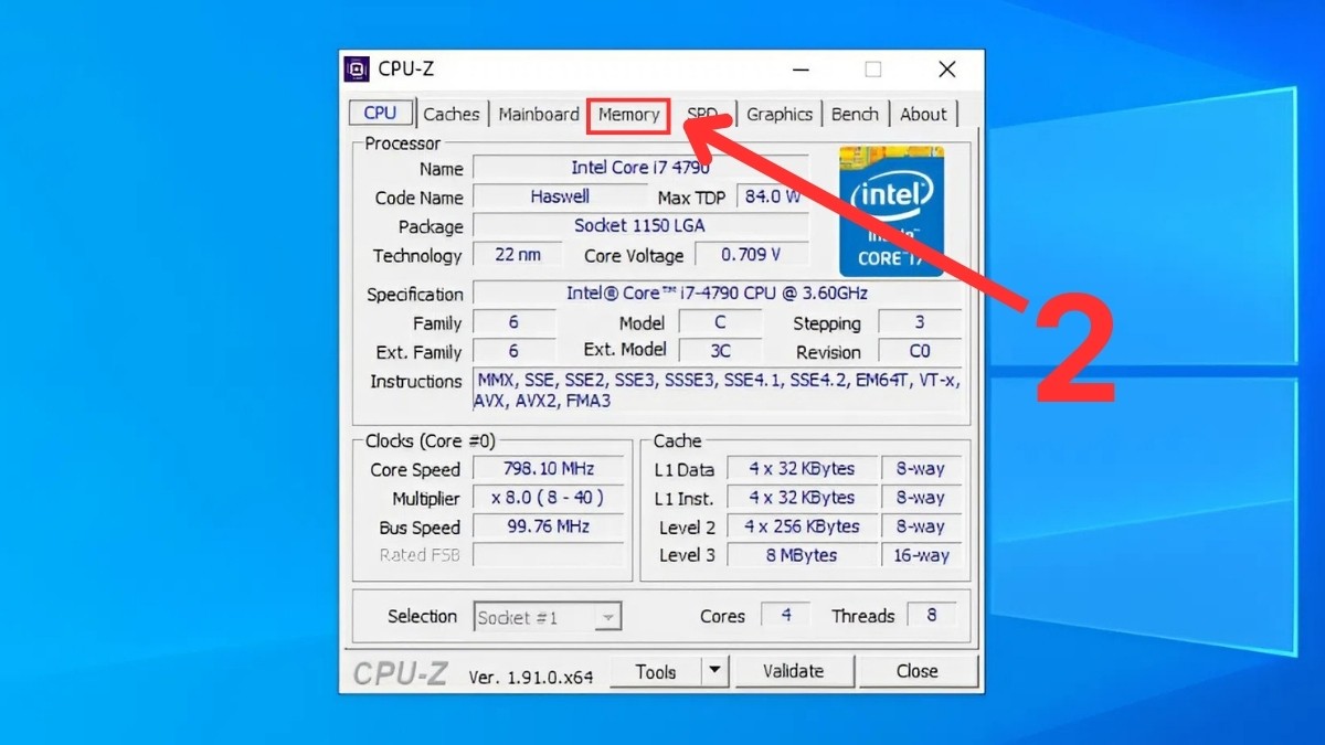 Kiểm tra RAM máy tính bằng phần mềm CPU-Z bước 2