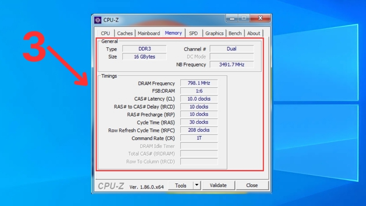 Kiểm tra RAM máy tính bằng phần mềm CPU-Z bước 3
