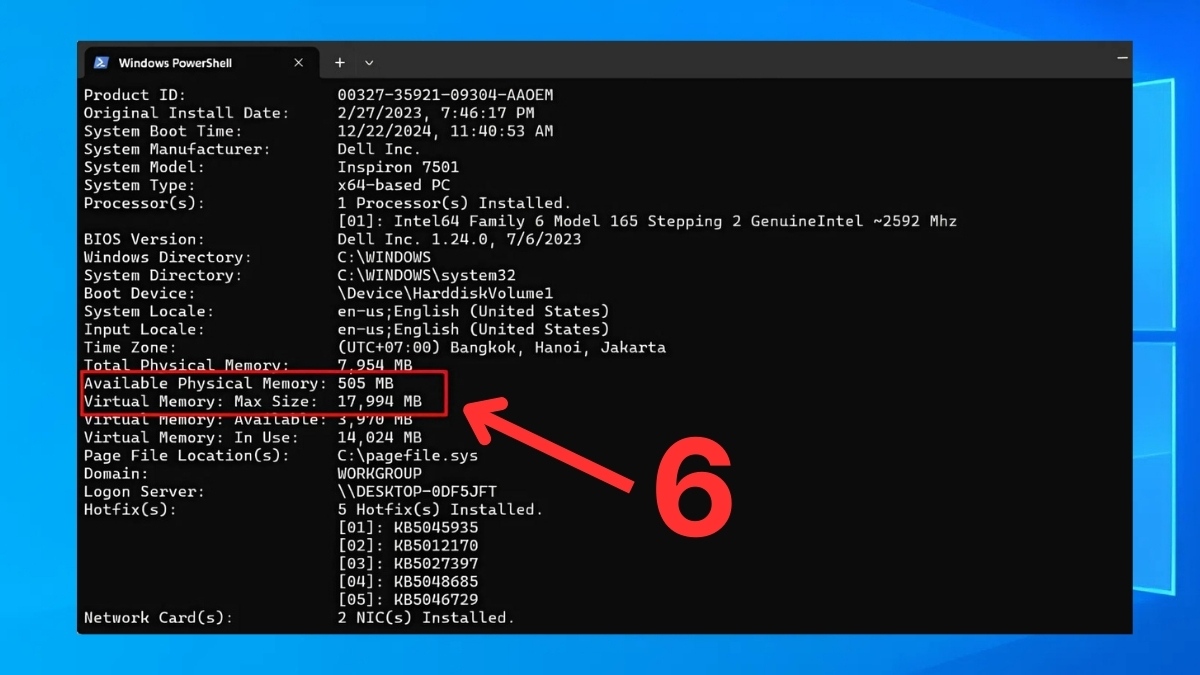 Kiểm tra RAM máy tính bằng PowerShell bước 4