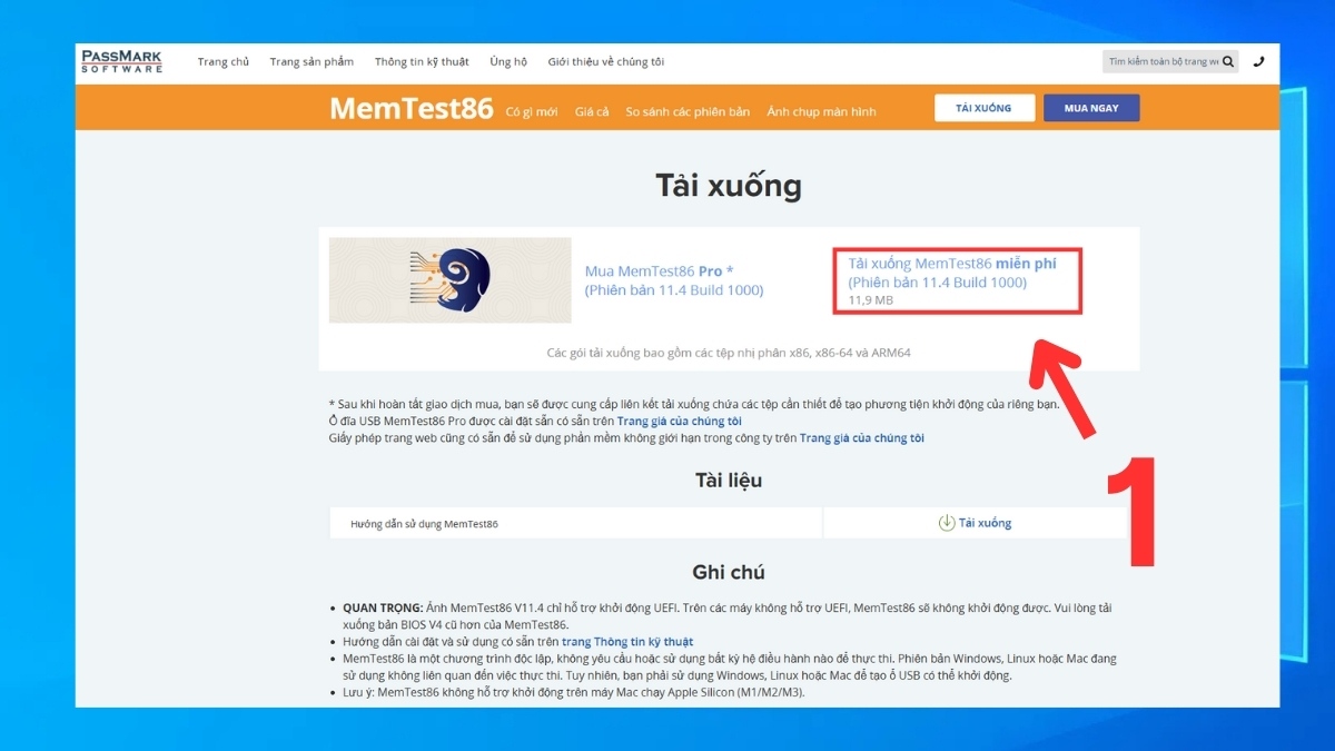 Kiểm tra RAM máy tính bằng phần mềm MemTest86 bước 1