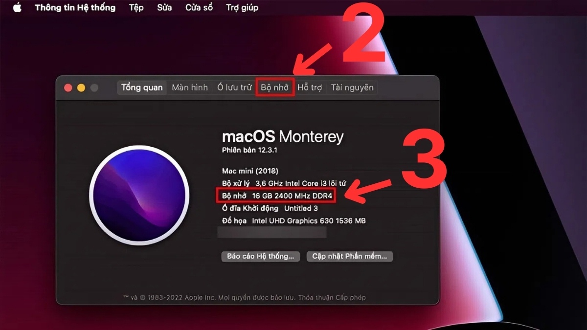 Cách kiểm tra RAM máy tính Macbook bước 2