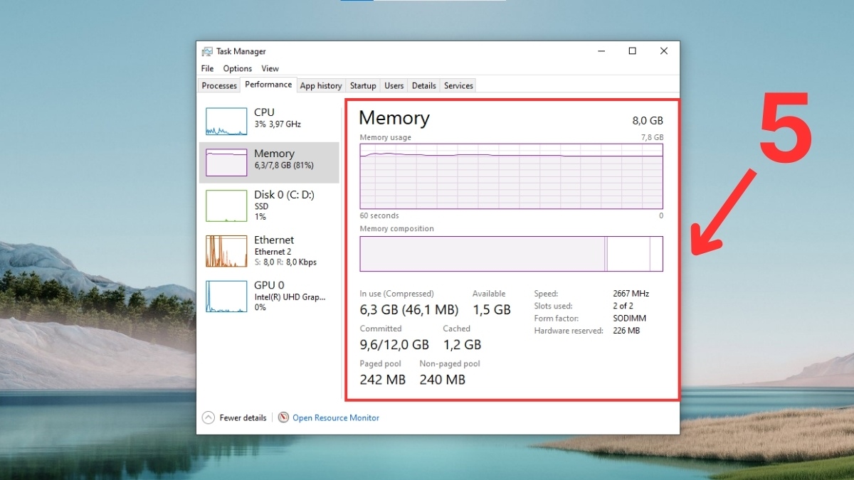 Kiểm tra RAM máy tính bằng Task Manager bước 3