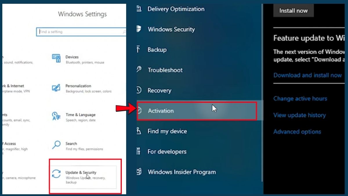 Trên Windows 10 vào Settings chọn Update & Security