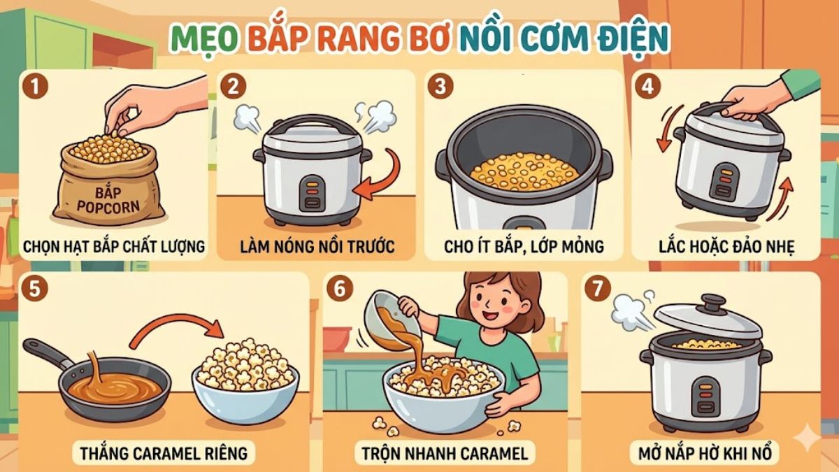 Mẹo làm bắp rang bơ bằng nồi cơm điện ngon hơn