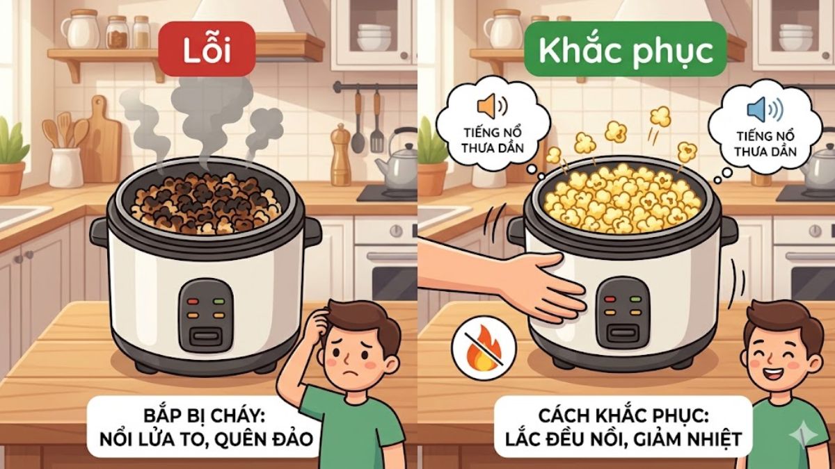 Bắp bị cháy khi rang và cách khắc phục