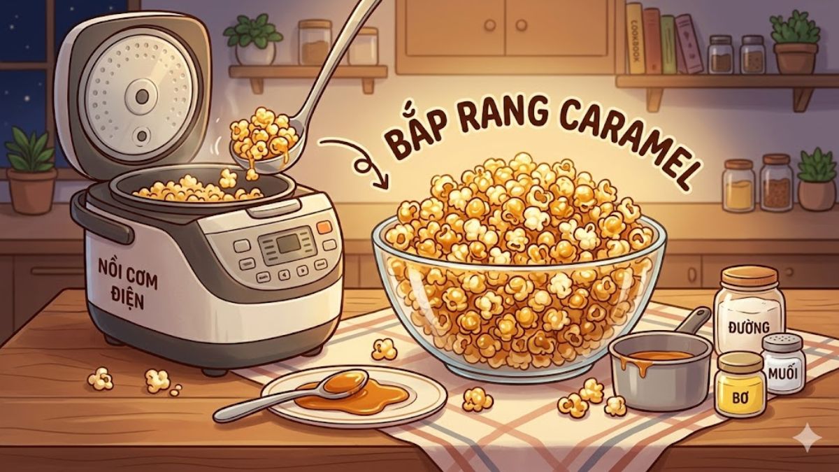 Bắp rang caramel đậm vị thơm ngon