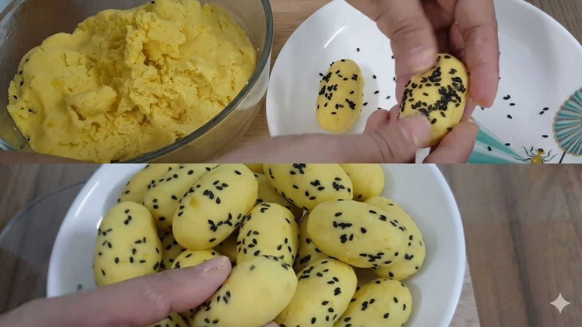 Cách làm khoai lang kén bằng nồi chiên không dầu - Bước 3 tạo hình cho khoan lang kén