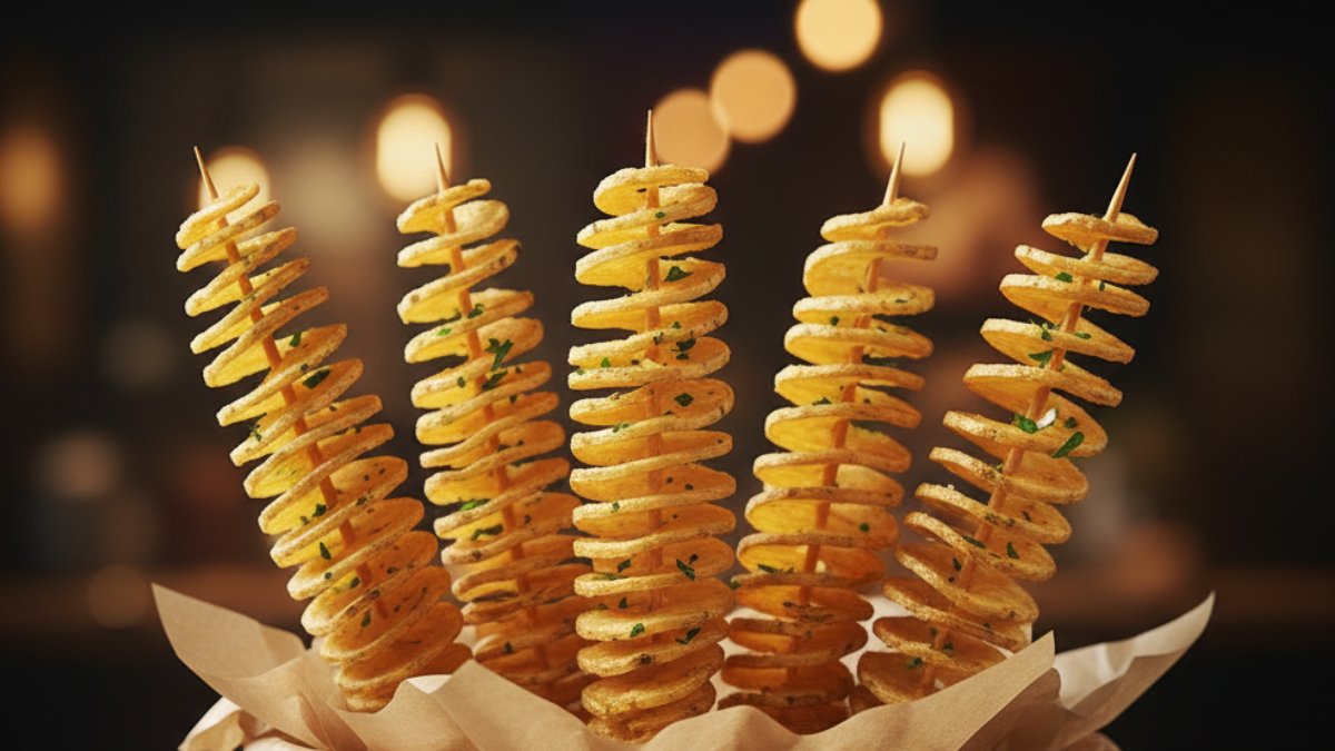 Làm khoai tây chiên kiểu lốc xoáy bằng nồi chiên không dầu đơn giản