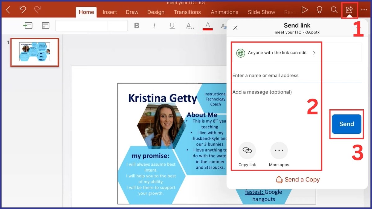 Chia sẻ trực tiếp trên PowerPont của iPad bước 1