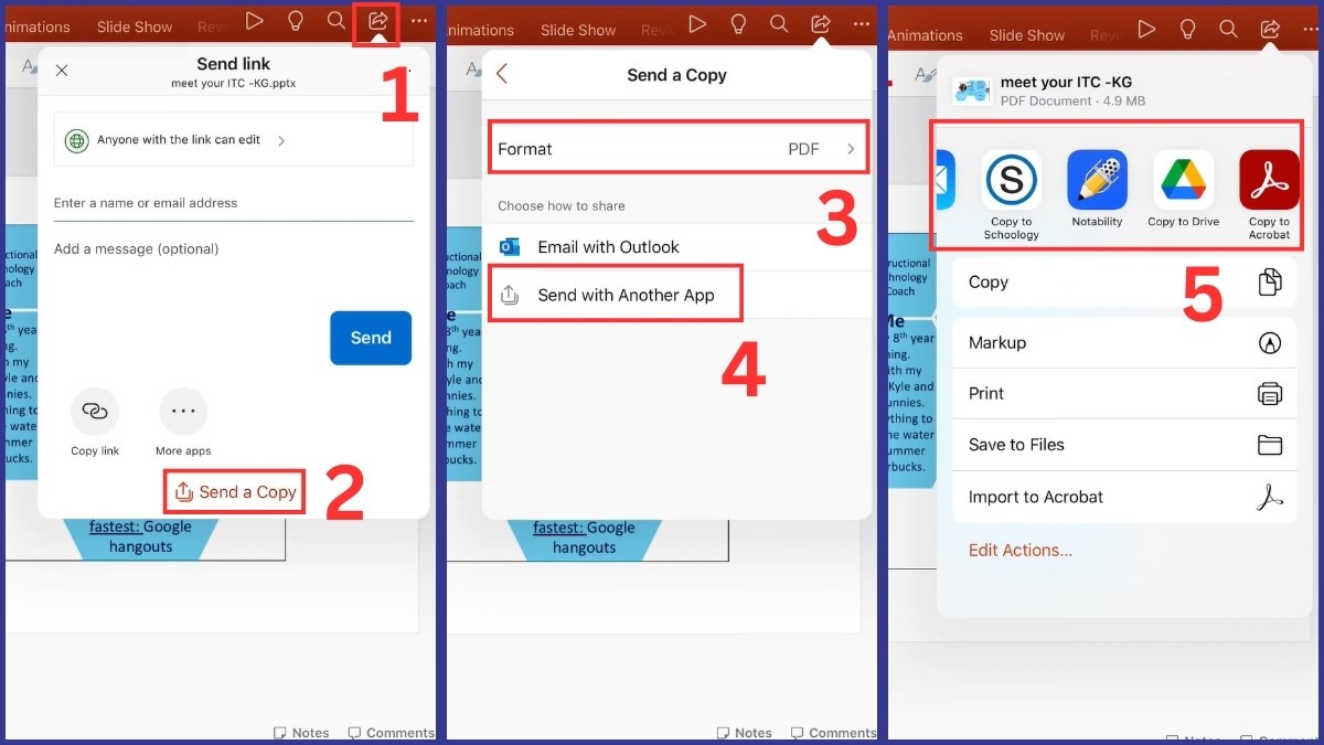 Xuất file PDF từ PowerPoint iPad bước 1
