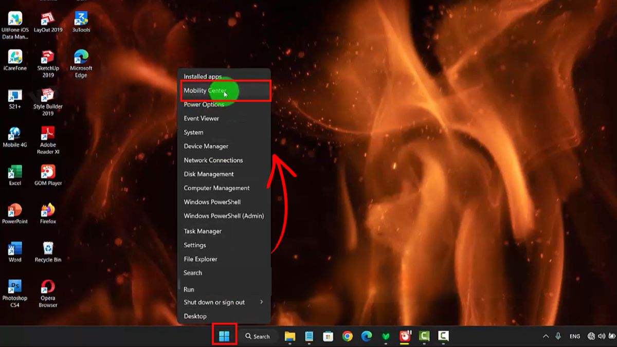 Cách bật bàn phím laptop Dell bằng Windows Mobility Center cách 2