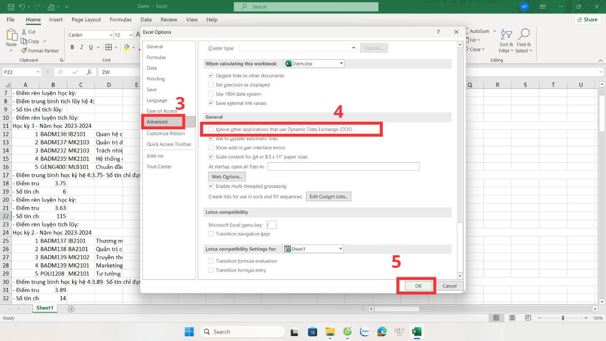 Cách vô hiệu hóa Dynamic Data Exchange bước 3