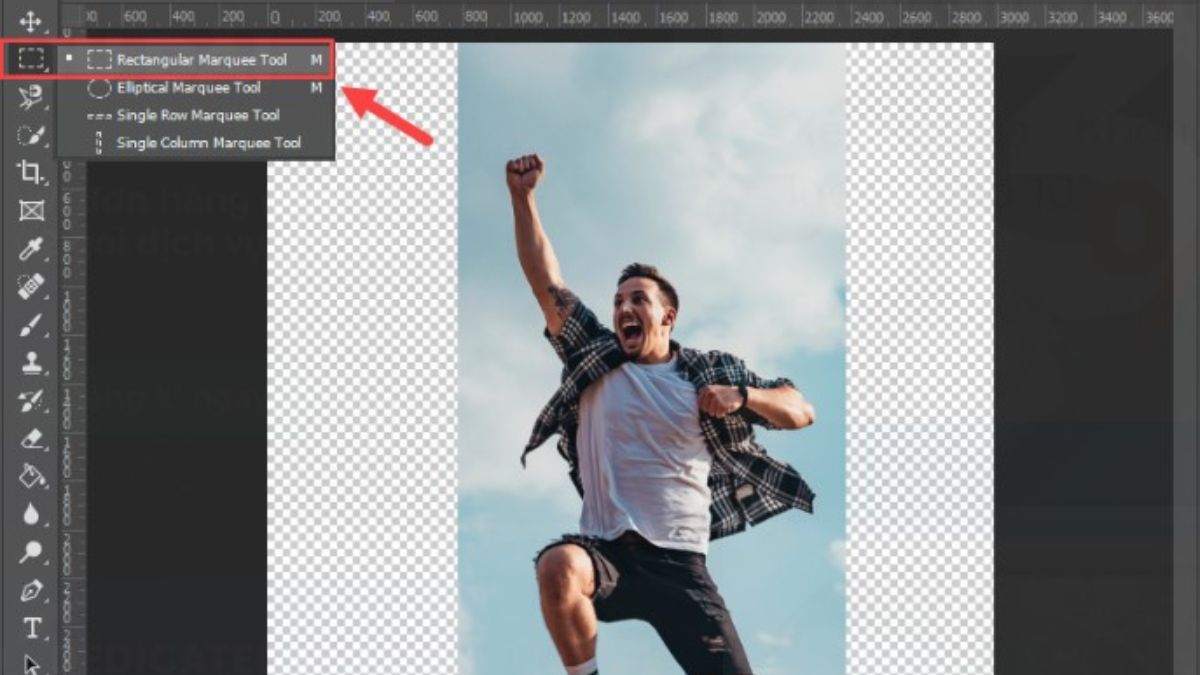 Cách mở rộng ảnh trong photoshop bằng Marquee Tool bước 2 (Hình minh họa)