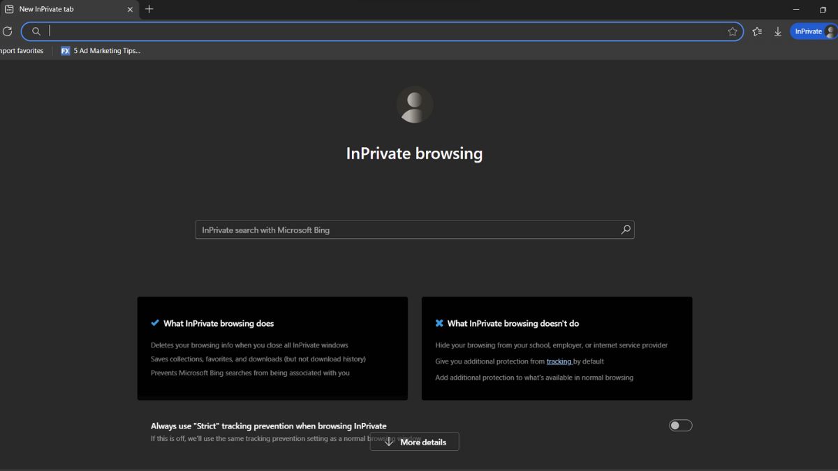 Mở tab ẩn danh trên Microsoft Edge bước 3