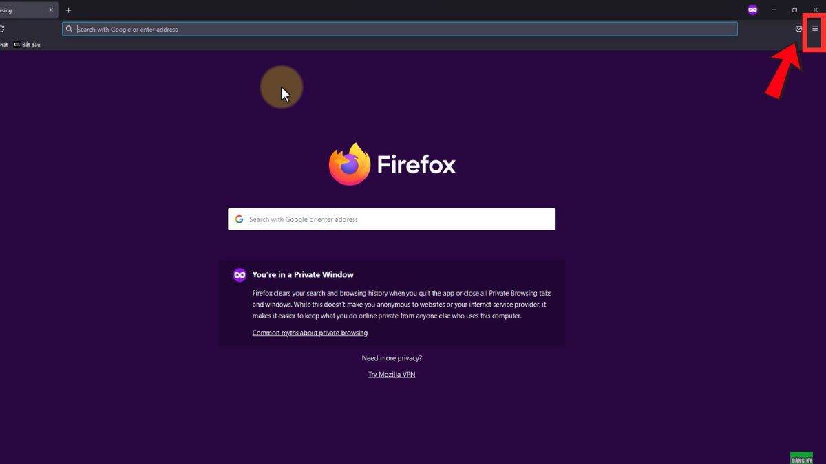 Mở tab ẩn danh trên Firefox bước 1