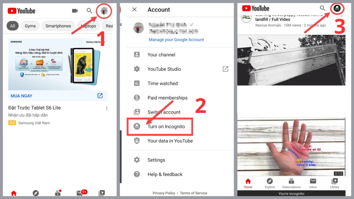 Hướng dẫn mở chế độ ẩn danh trên YouTube