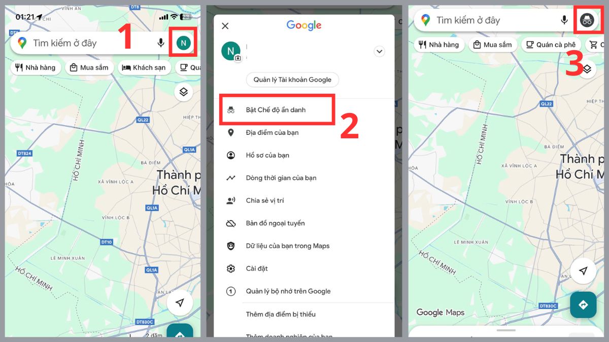 Hướng dẫn mở chế độ ẩn danh trên Google Maps
