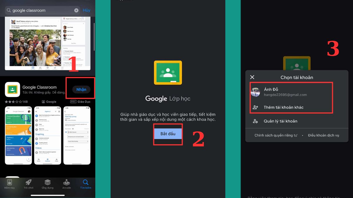 Đầu tiên cần tải về và đăng nhập ứng dụng Google Classroom trên điện thoại
