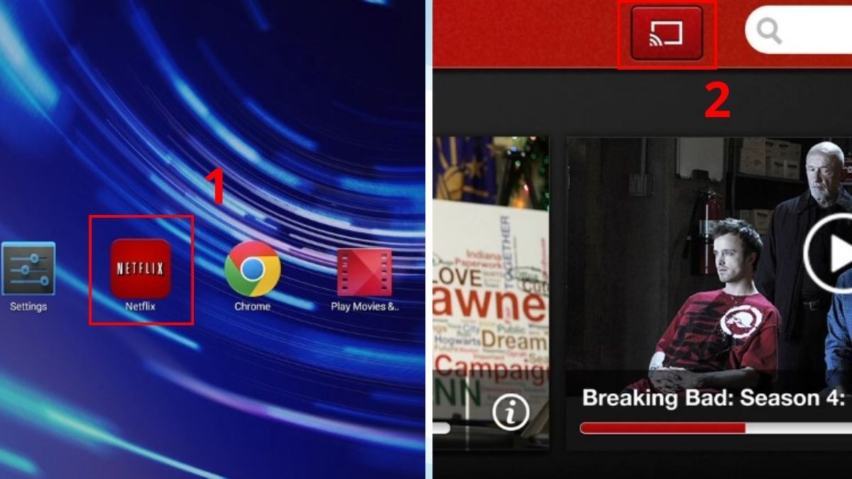 Cách phát Netflix từ smartphone lên TV bằng Chromecast bước 1 (Hình minh họa)