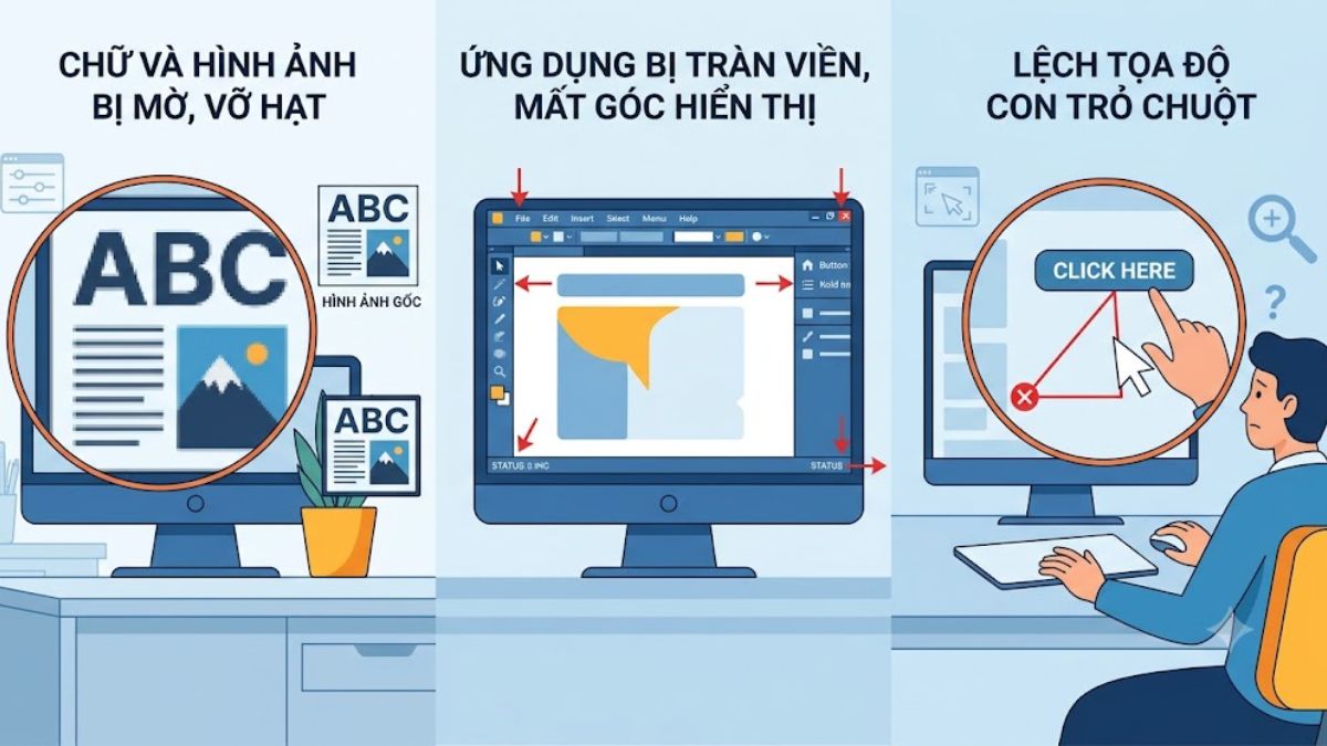 Những lỗi thường gặp khi phóng to màn hình máy tính