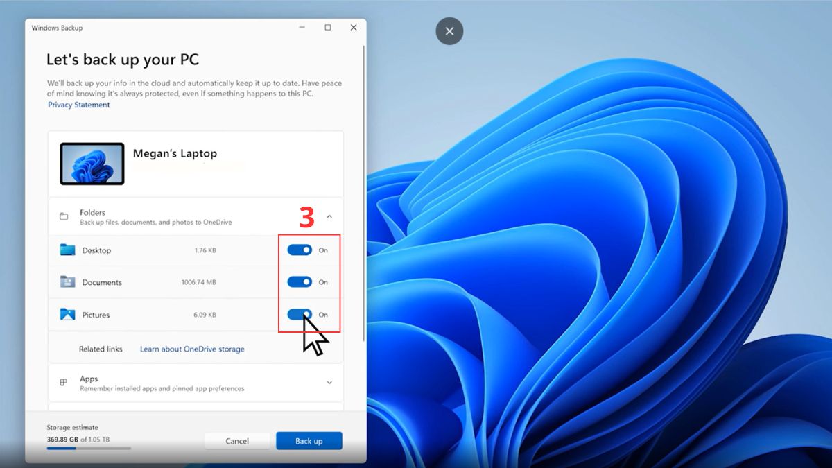 Hướng dẫn sao lưu dữ liệu trước khi reset máy tính bước 3