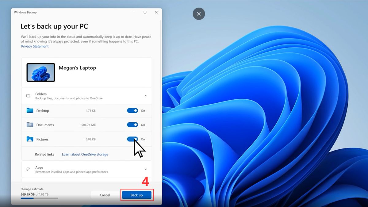 Hướng dẫn sao lưu dữ liệu trước khi reset máy tính bước 4