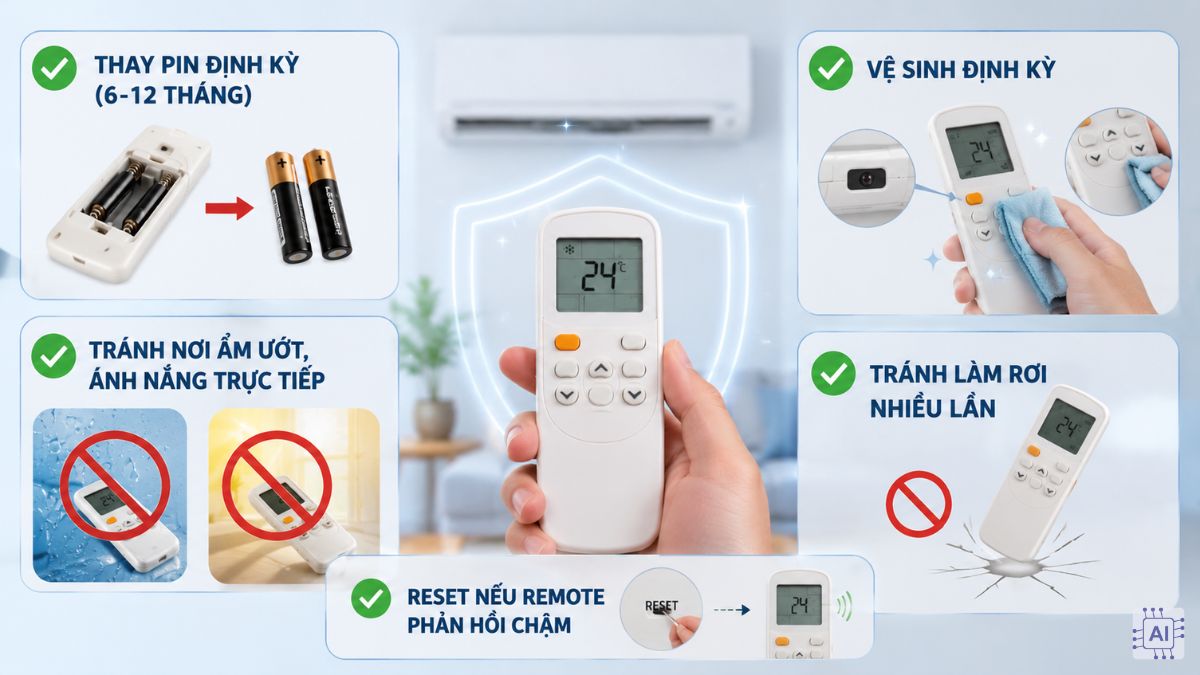 Mẹo sử dụng remote máy lạnh bền và ổn định