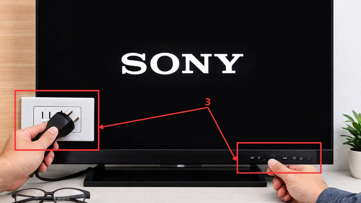 Các bước khôi phục cài đặt gốc trên tivi Sony bằng phím cứng bước 3