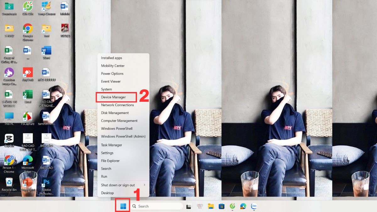 Mở trình quản lý thiết bị để bắt đầu cập nhật Driver bàn phím