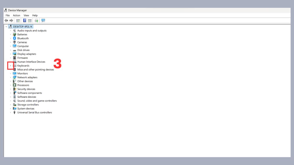 Tìm mục Keyboards