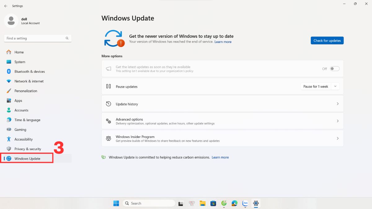 Cập nhật Windows lên phiên bản mới để sửa tình trạng bàn phím laptop Dell bị liệt