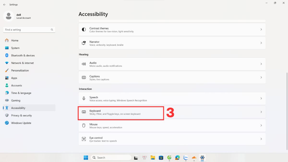 Tắt tính năng Filter Keys trên laptop Dell để sửa bàn phím bị liệt