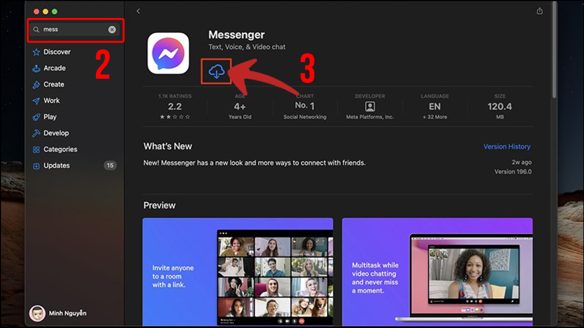 Tải ứng dụng Messenger cho Macbook bước 2