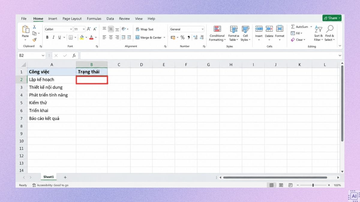 Cách tạo lựa chọn Yes No bằng Data Validation bước 1