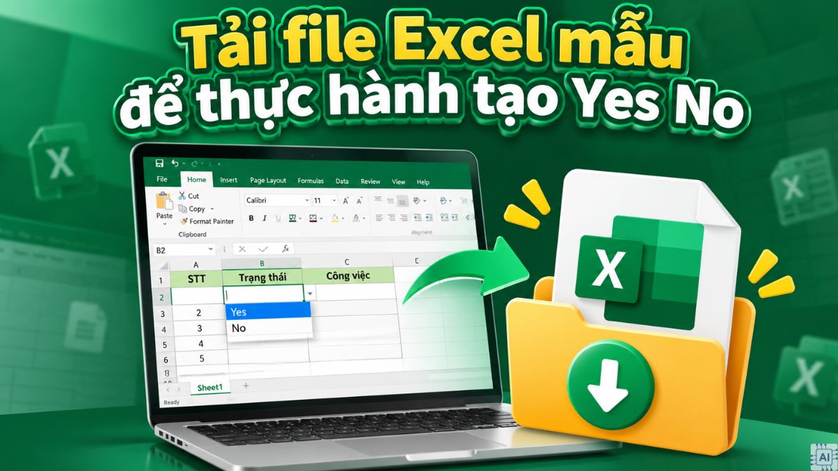 Tải file Excel mẫu để thực hành tạo Yes No