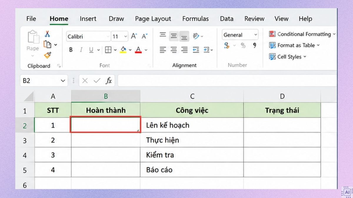Cách tạo ô tích chọn Yes No bằng Checkbox bước 1