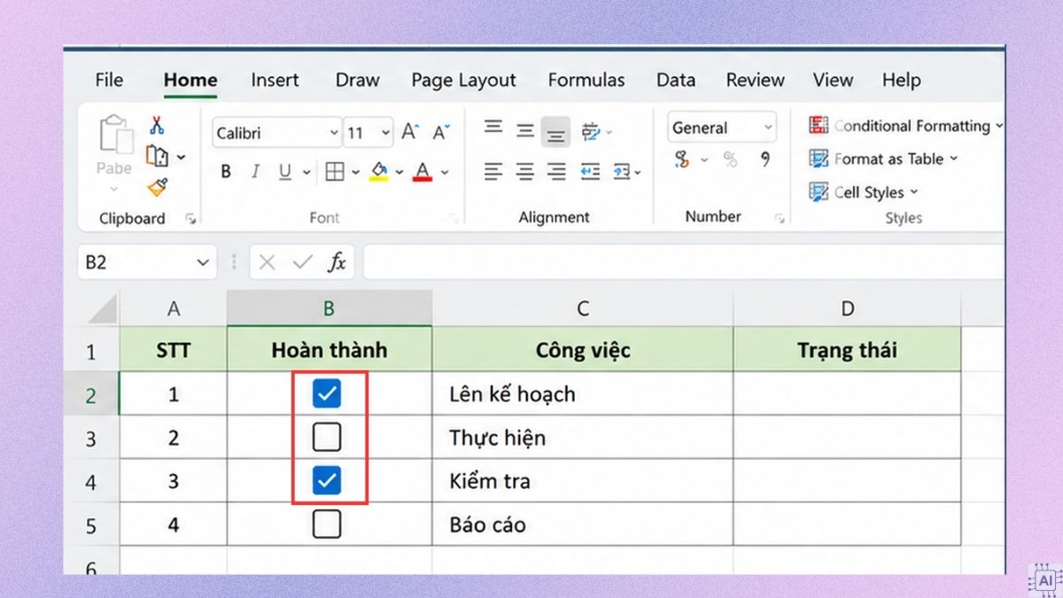 Cách tạo ô tích chọn Yes No bằng Checkbox bước 3