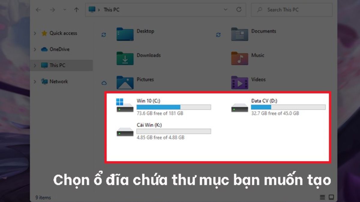 Cách tạo thư mục mới bằng phím tắt bước 1 (Hình minh họa)
