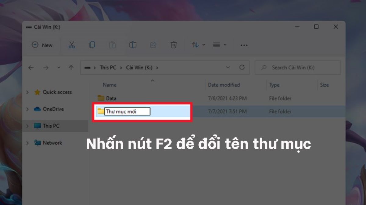 Cách tạo thư mục mới bằng phím tắt bước 3 (Hình minh họa)