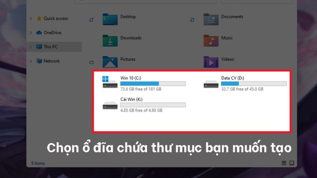 Cách tạo thư mục mới bằng Ribbon Menu bước 1 (Hình minh họa)