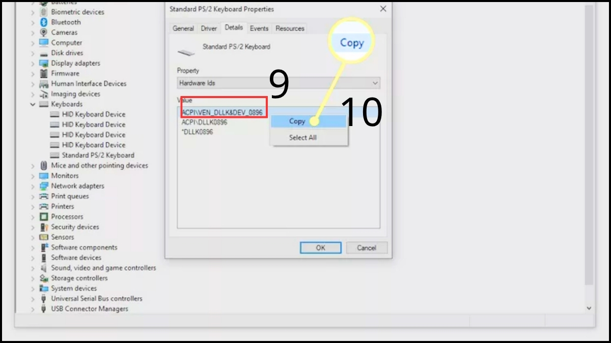 Chuột phải vào dòng mã đầu tiên chọn Copy