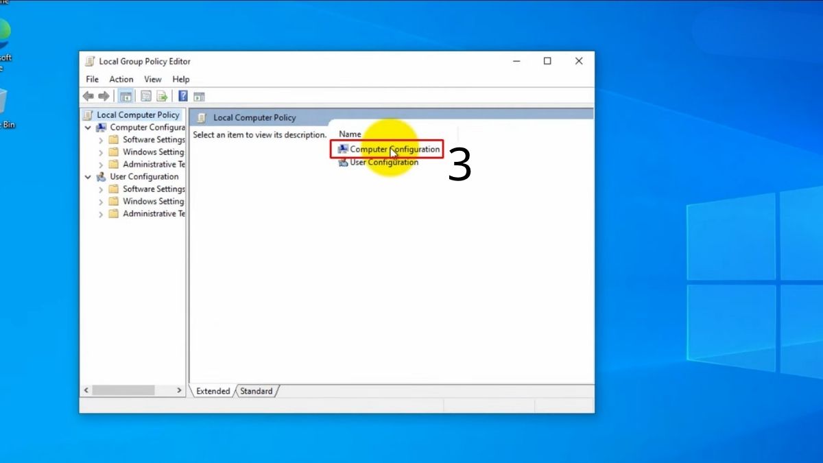Chọn Computer Configuration