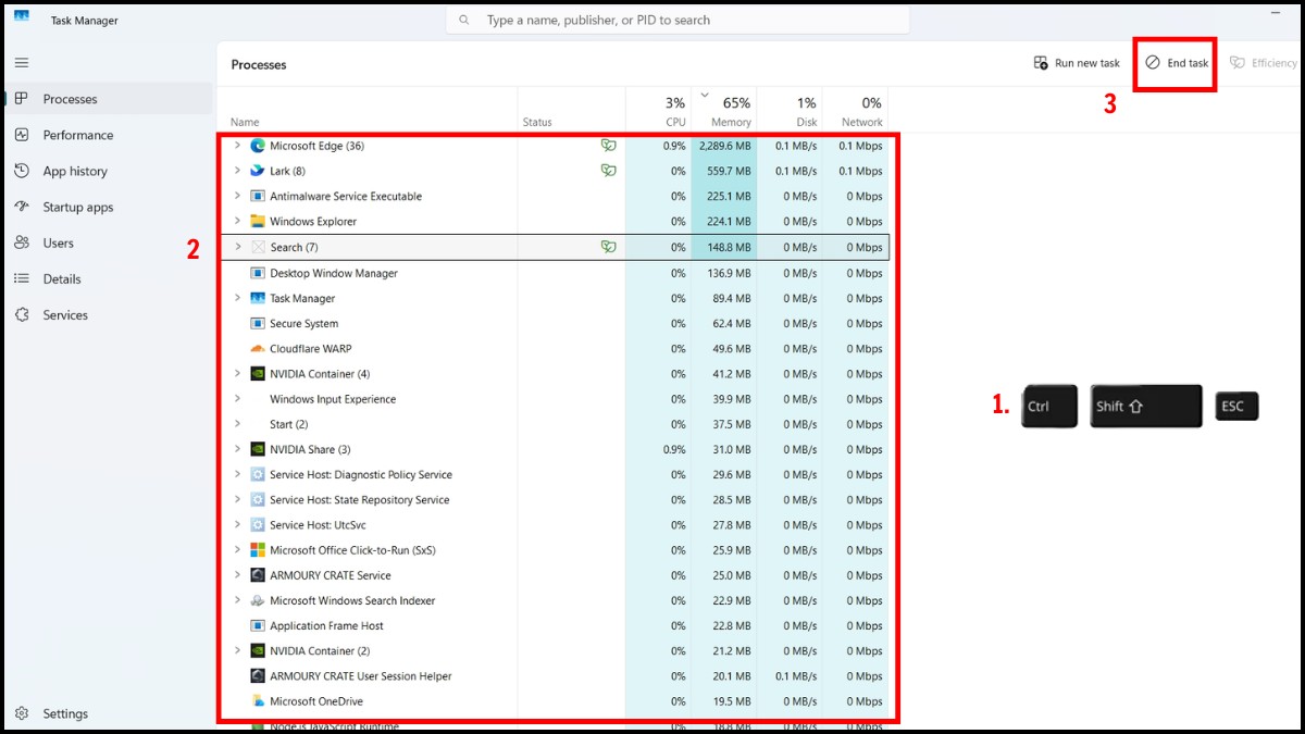 Kiểm tra virus hoặc app chạy nền bằng Task Manager