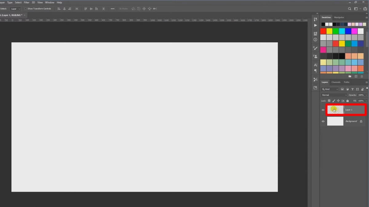Cách vẽ đường thẳng trong Photoshop bằng Line Tool bước 1 (Hình minh họa)
