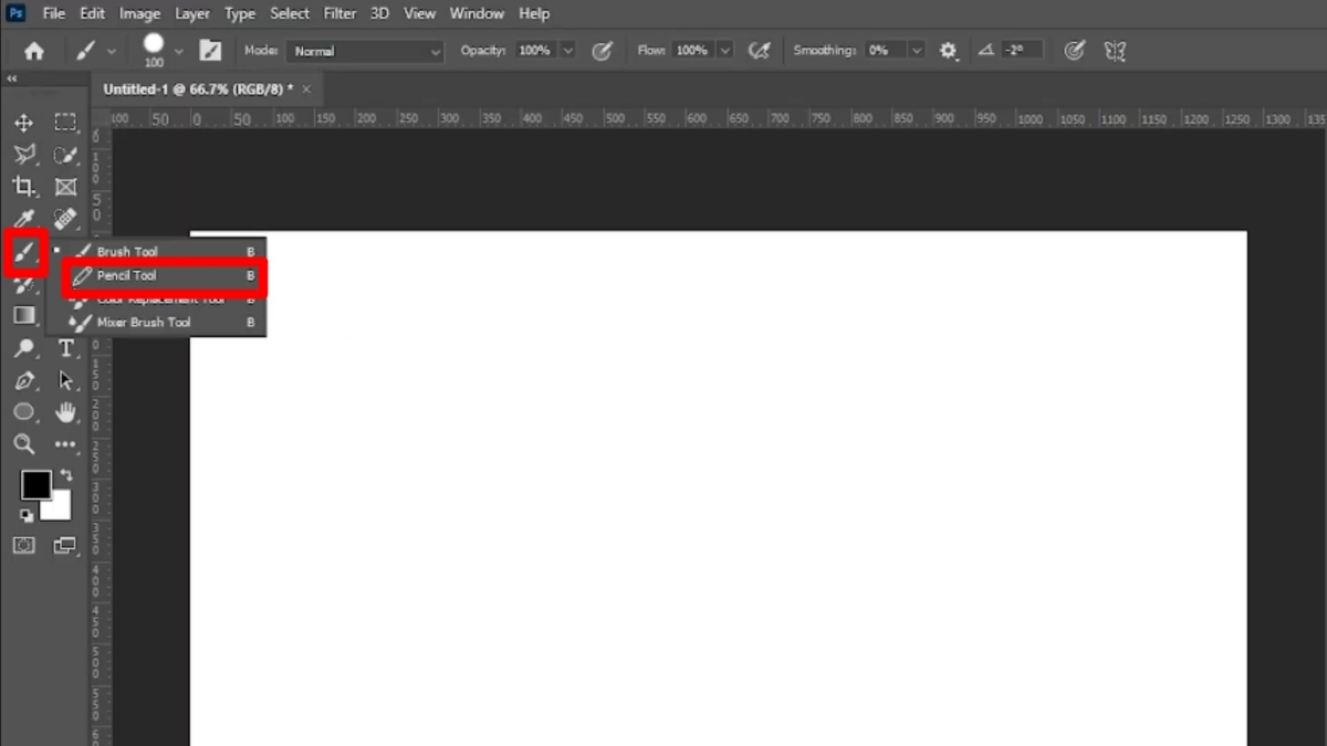 Vẽ đường thẳng trong Photoshop bằng Pencil Tool bước 1 (Hình minh họa)