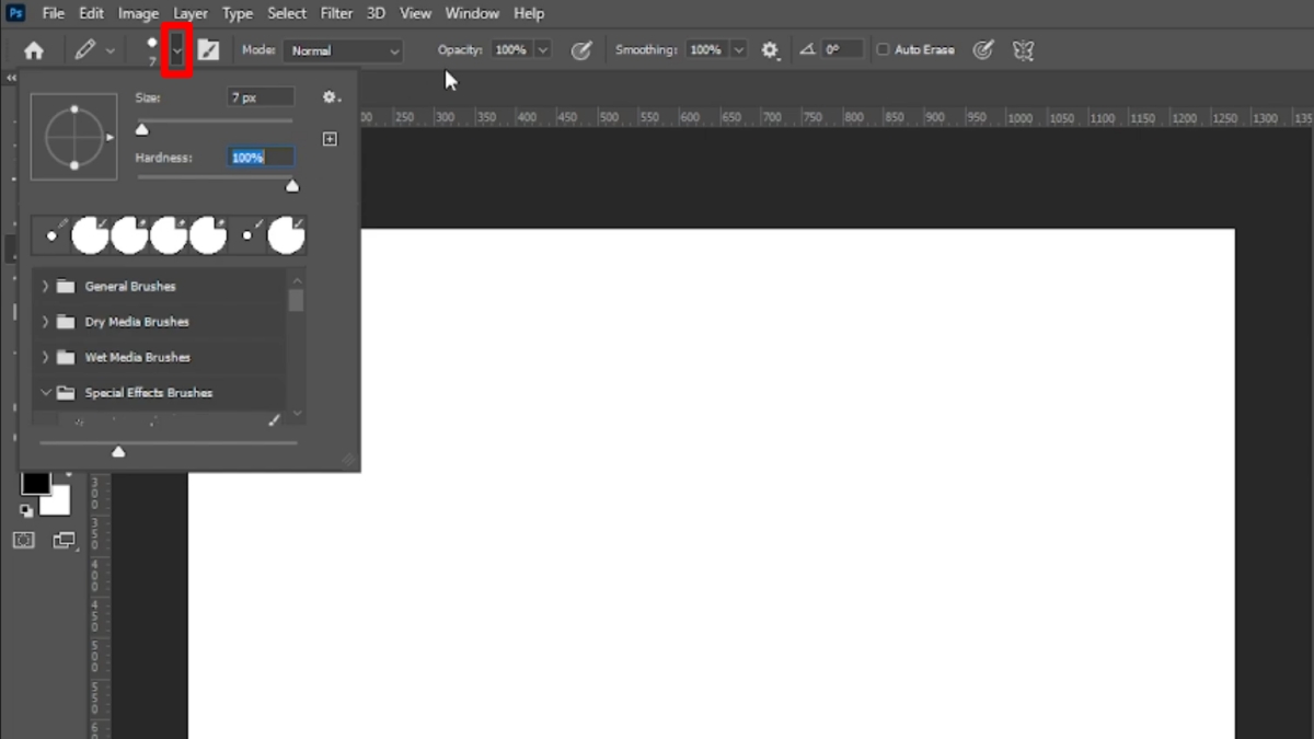 Vẽ đường thẳng trong Photoshop bằng Pencil Tool bước 2 (Hình minh họa)
