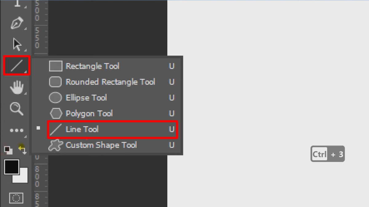 Cách vẽ đường thẳng trong Photoshop bằng Line Tool bước 2 (Hình minh họa)