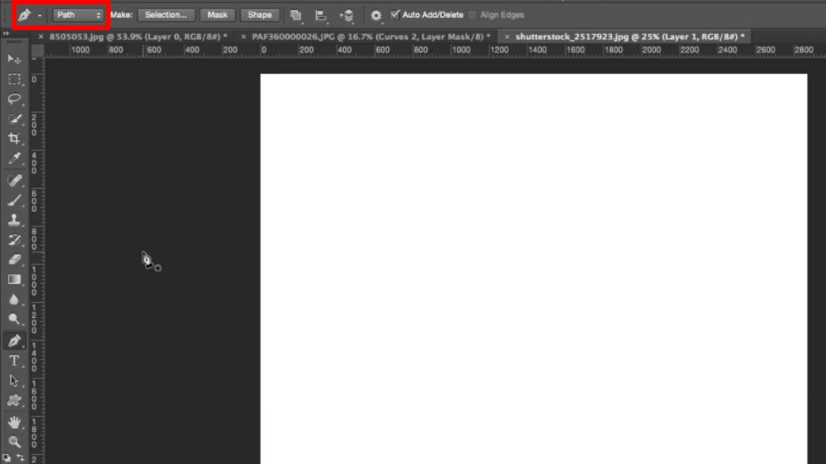 Vẽ đường thẳng trong Photoshop bằng Pen Tool bước 2 (Hình minh họa)